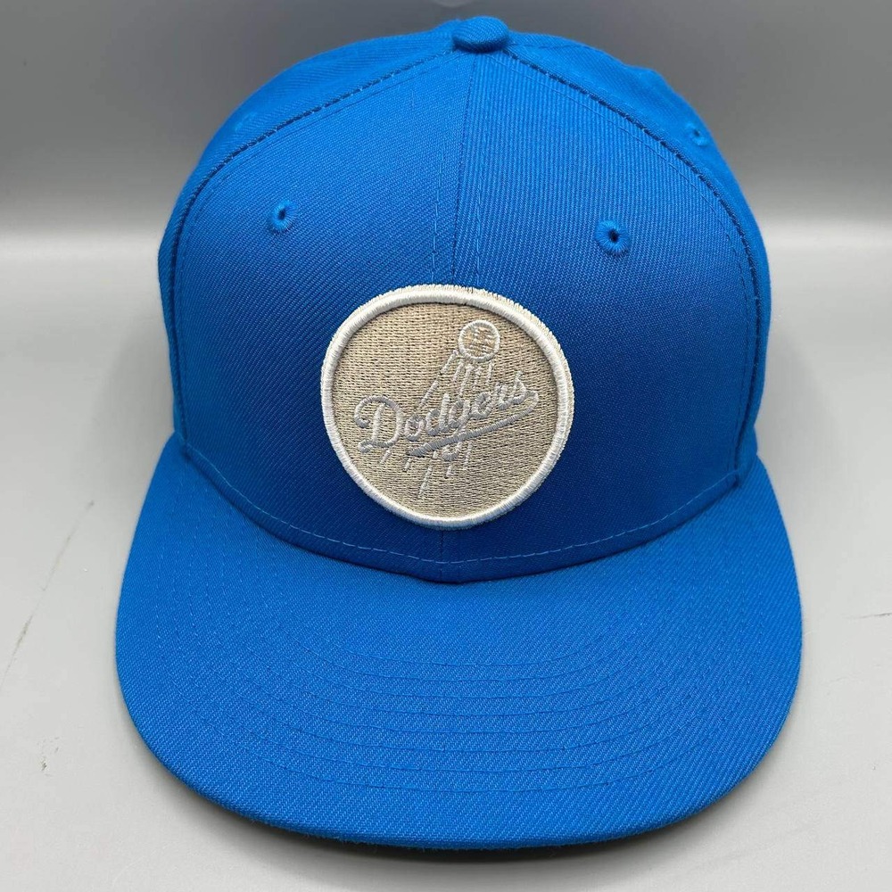 Los Angeles LA Dodgers Hat Men 7 3/8 Blue Beige 59Fifty New Era MLB Fitted Cap